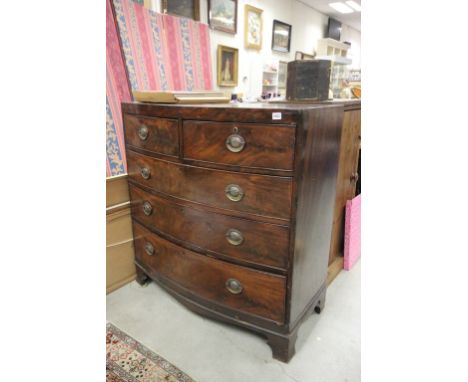 Early 19th century Mahogany Bow Fronted Chest of Two over Three Drawers on Bracket Feet