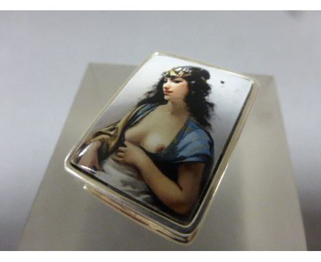 Silver 925 pill box with enamel nude image to the lid