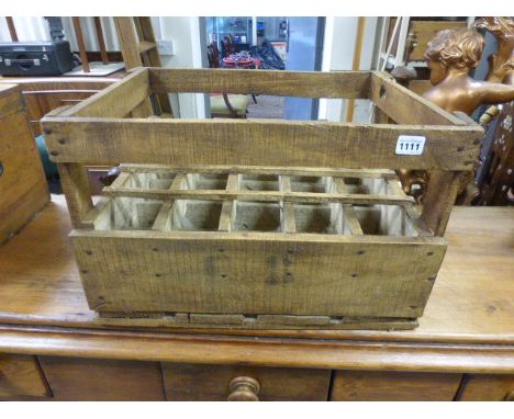 Vintage pine wine crate with 20 holes