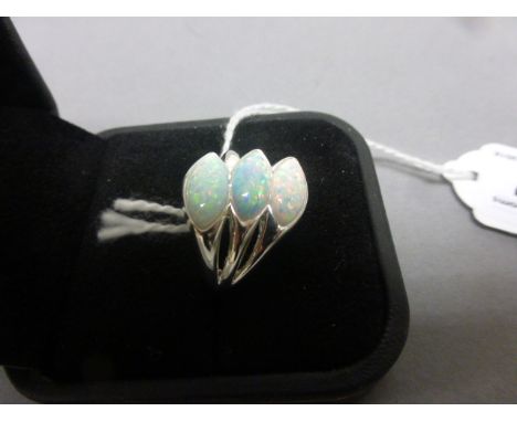 Silver & opal dress ring