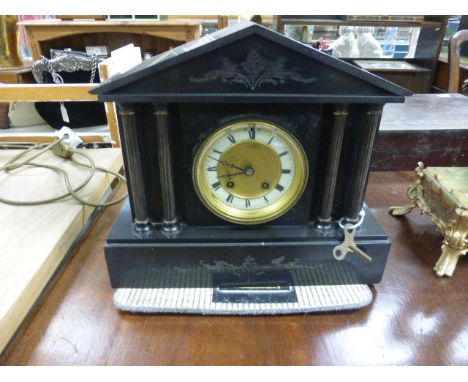 Victorian Slate Mantle Clock of Architectural form
