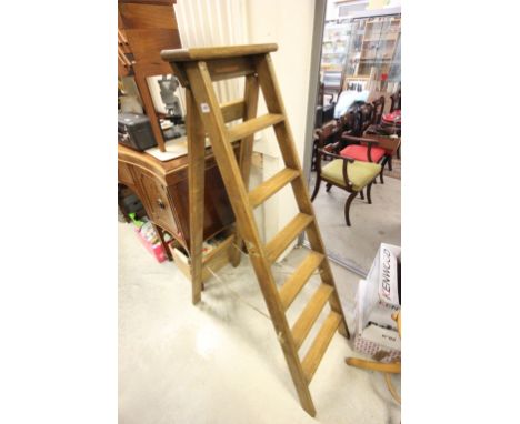 Set of vintage pine step ladders