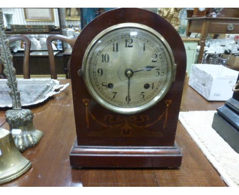 Edwardian Domed Mahogany and Inlaid Cased Bracket Clock