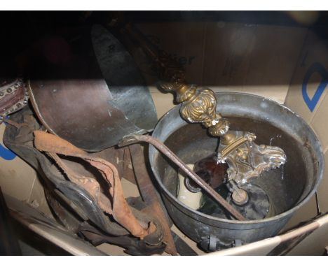 Mixed Lot comprising Metalware, Various Tools and Braces, Tool Box, Zenith Variac and a Bucket of Nails