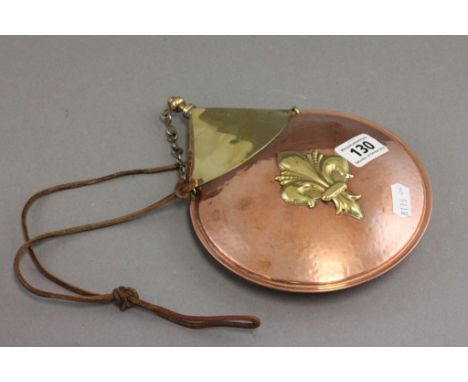 Vintage Copper & Brass Drinks Flask to be worn behind a Sporan with Fleur de Lys emblem