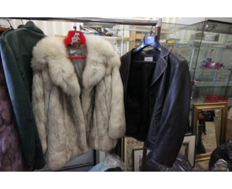 Vintage Saga White Fox Fur Jacket plus a Delmond Stitched Black Leather Jacket
