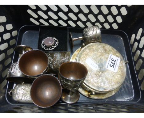 Silver Celtic Brooch, Six Chinese Plated Goblets plus Cake Slice and Coasters