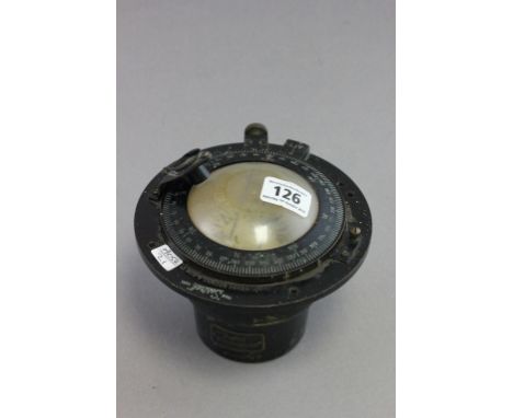 A vintage blackened brass mariners compass by Henry Brown & Son London