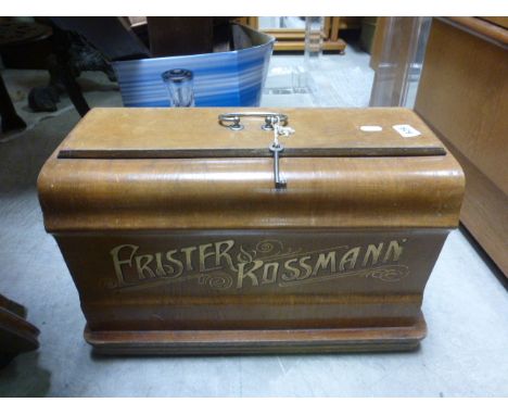 Frister & Rossman Cased Sewing Machine plus Two Vintage Oak Serving Trays