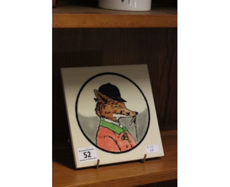 Ceramic Wall Tile decorated with a Fox dressed in a Hunting Outfit