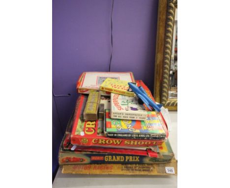 Group of vintage boxed games to include Crow Shoot, Merit Grand Prix, Airfix Motor Racing etc (unchecked)