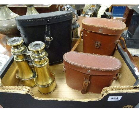 Three Cased Sets of vintage binoculars and a Brass Set of Binoculars
