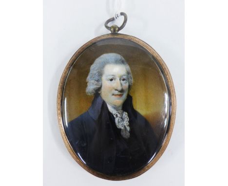 Horace Hone (Anglo Irish 1754 - 1825) portrait miniature of William Gray (1735 - 1805) contained within a yellow metal and bl