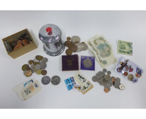 Collection of pre decimal coins and miscellaneous enamel badges, etc (a lot) 