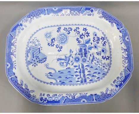 Spode Stone China blue and white transfer printed meat draining ashet, 63 x 49cm 