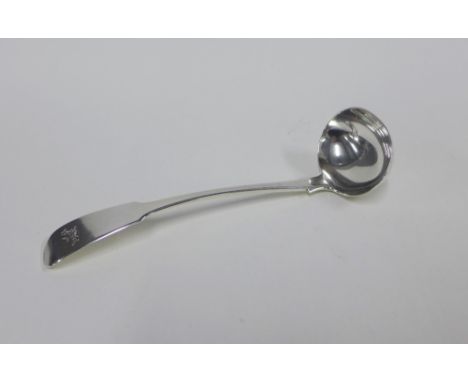 Early 19th century Scottish provincial silver toddy ladle, fiddle pattern by Andrew Davidson, Arbroath, circa 1835,  15cm 