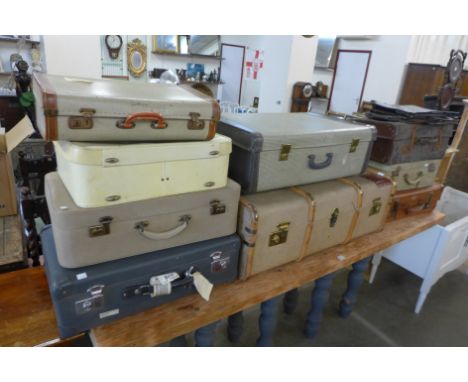 A steamer trunk, cases, etc.