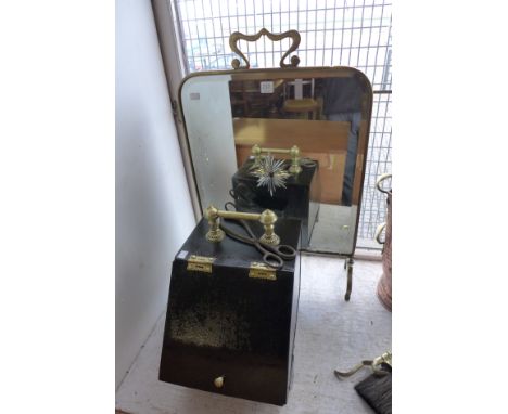 A Victorian coal scuttle and Art Nouveau fire screen