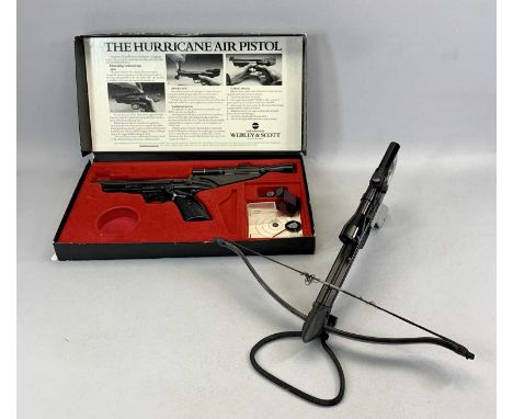 WEBLEY & SCOTT HURRICANE .22 AIR PISTOL WITH WEBLEY 1.5x15 TELESCOPIC SIGHT in original box and a Barnett trident handheld cr