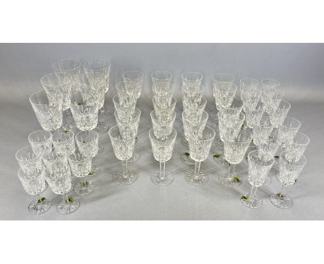 WATERFORD CRYSTAL LISMORE PATTERN DRINKING GLASSWARE, lot includes 20 x white wine glasses, 12 x sherry glasses, 6 x red wine