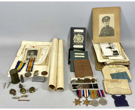 WWI / WWII FATHER &amp; SON MILITARY MEDALS, ASSOCIATED PAPERWORK AND PERSONAL EFFECTS COLLECTION, a highly interesting compi