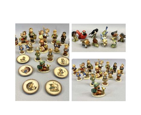 VARIOUS GOEBEL FIGURINES, including birds, 14cms H (the tallest), 6 x Hummel miniature circular dishes, 8cms diam., various B