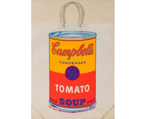 Andy Warhol (1928 Pittsburgh - 1987 New York)'Campbell's soup can on shopping bag', Farbserigrafie auf Papiertasche, 42 cm x 