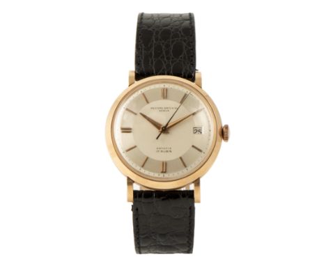 Record Datofix Dateum 1980, Handaufzug, Gehäuse-Nr. 1086456 | Cal. 2218, Gehäuse 18k Gelbgold, Armband ergänzt, Leder, Schlie