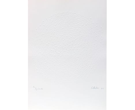 Günther Uecker (1930 Wendorf) (F)'Spirale', Prägedruck auf Bütten, 69,5 cm x 49,5 cm Blattmaß, signiert, 72 datiert, e/a numm