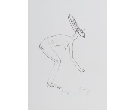 Joseph Beuys (1921 Kleve - 1986 Düsseldorf) (F)Hasenfrau, Offsetdruck auf Velin, 1985, 42 cm x 30 cm Blattmaß, signiert, part