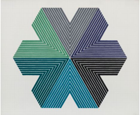 Frank Stella (1936 Malden, Massachusetts)'Star of Persia II', Farblithografie auf Vellum, 66,5 cm x 81 cm Blattmaß, signiert,