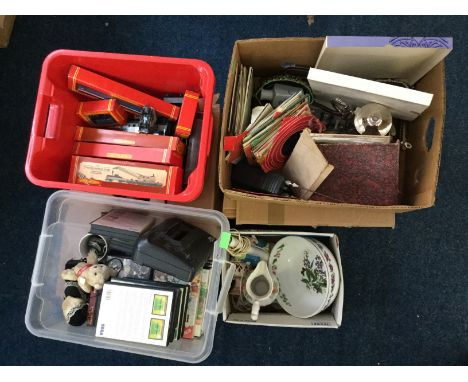 *Six boxes of various household items, to include a sega gaming console and cartridges, ceramic items, Hornby model railway c