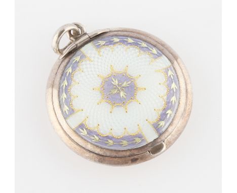A silver guilloche enamel powder locket, hallmarked with Chester import mark for 1910, makers mark G.D possibly for Dimier Bo