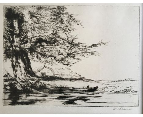 WILLIAM PALMER ROBINS RWS RE 1882-1959). Framed, signed, etching, inscribed ‘Near Bray’ under mount, depicting a lake scene, 