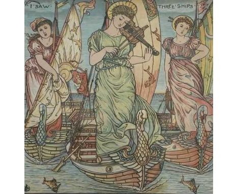 Walter Crane RWS (British,19th century), 'I Saw Three Ships' from The Baby's Opera, chromolithograph, dated 1877 in pencil on