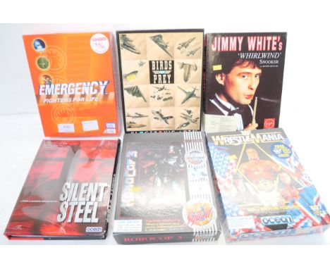 A Quantity of boxed and complete Amiga PC CD-Rom games including Emerency Fighters for Life, Birds of Prey, Jimmy White's 'Wh