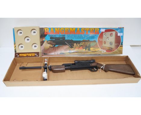 A vintage Chad Valley Rangemaster target game with Super Accurate toy gun, soft safety pellets and action target
