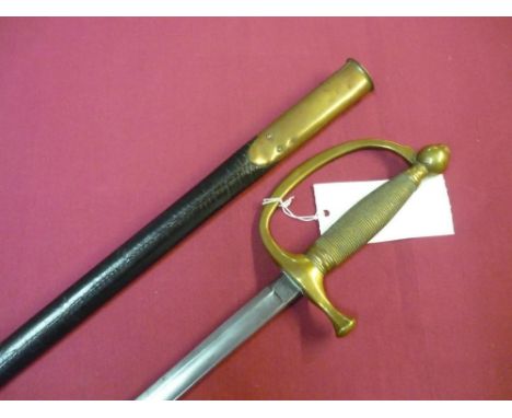 American Civil War period musicians sword, model 1840, with solid brass hilt with simulated wire wrapped grip, D shaped knuck