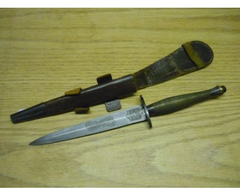 Wilkinson Sword Fairbairn-Sykes commando knife with private engraved blade C. A. Harper, marked Wilkinson Sword with checkere