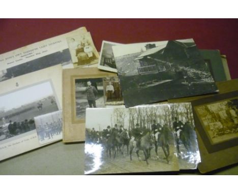 Collection of unframed early 20th C black and white photographs including First BN. The King's Own Yorkshire Light Infantry b