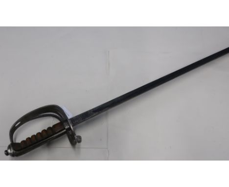 Victorian Light Infantry sword with engraved blade and half basket hilt 