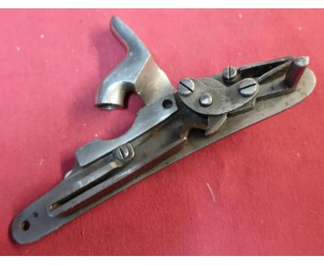 Vintage large steel percussion cap lock plate with hammer 