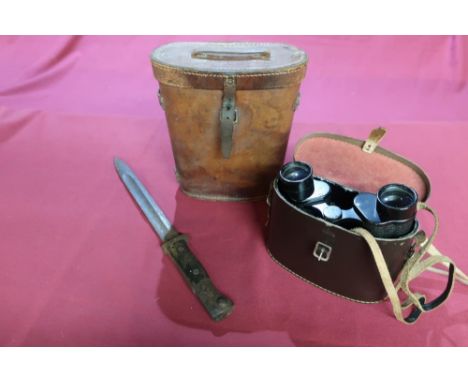 Cased pair of Aquilus French 8 x 30 binoculars, Tan leather binoculars case B.H &amp; G.LTD 1942 binocular prismatic MO5 case