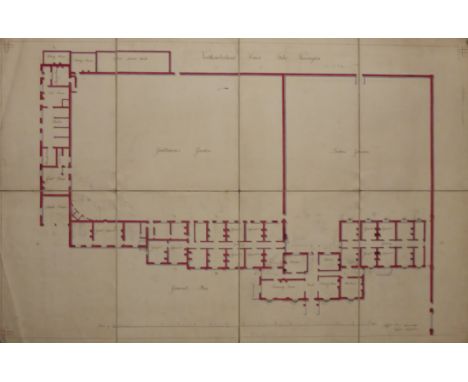 [Manuscript plans] Edwards (P. & J.) Northumberland House, Stoke Newington, ca.1830, 6 x ink and watercolour plans and elevat