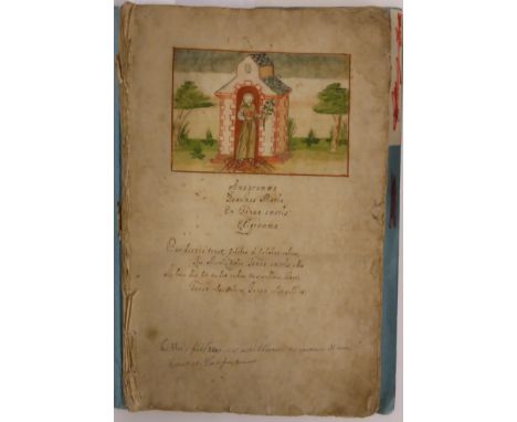 [MANUSCRIPT EMBLEM BOOK]  ''Anagramma Joannes Maria ... '', folio, 47 ff. of which 39 are emblem leaves, i.e. with watercolou