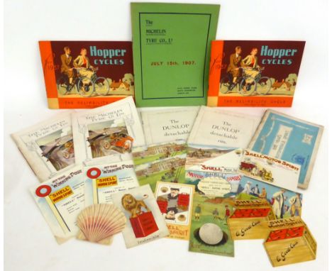 [Transport, etc]  Michelin Tyre Co Year Book (2 copies) illus; Price List, 1907; Hopper Cycles Catalogue (2 copies) 1937; ''D