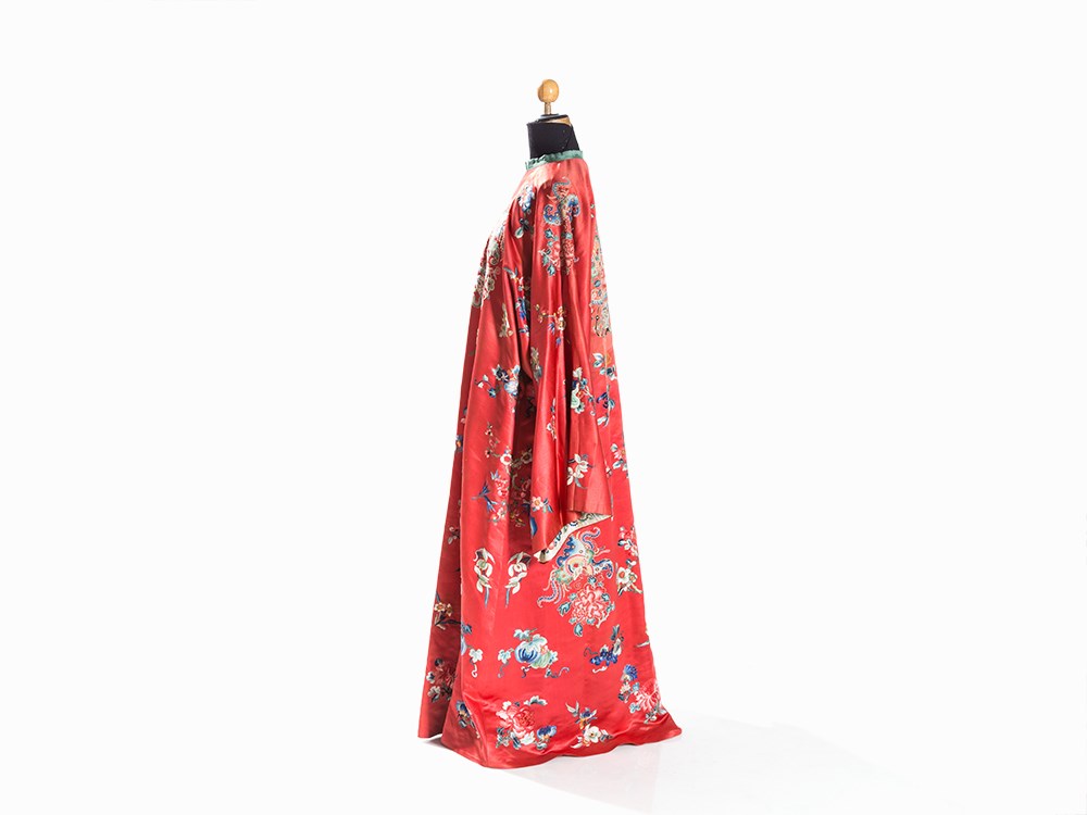 red silk robe long