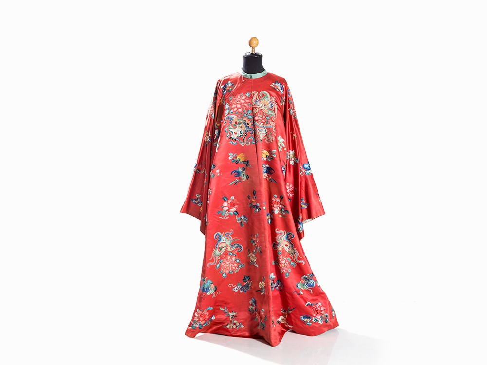 red silk robe long