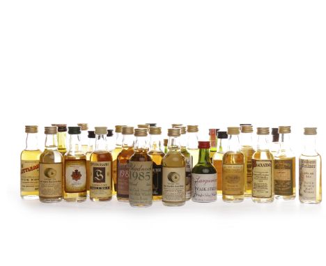 THIRTY-NINE MALT SCOTCH WHISKY MINIATURESTo include: Macallan 1976 Blackadder 20yo (53.8%), Ardbeg 1974 Signatory Vintage 23y