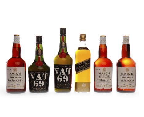 HAIG'S GOLD LABEL (3)Blended Scotch Whisky.26 2/3 fl.oz (one bottle has no capacity stated), 70° proof. VAT 69 (2)Blended Sco